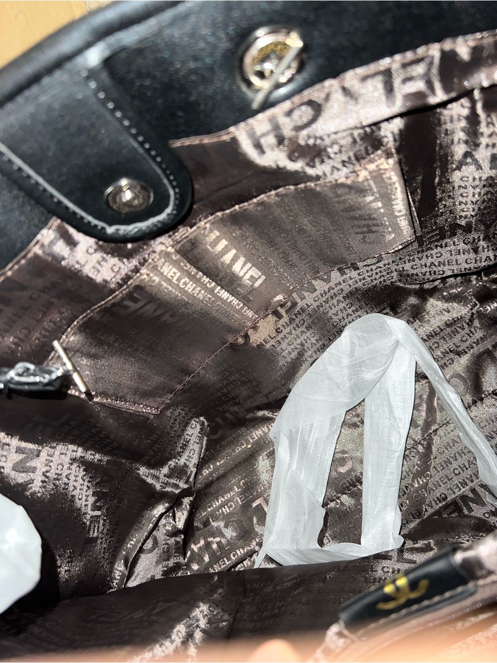 Black Pinstripe Canvas Tote Bag - Picture 2 of 4